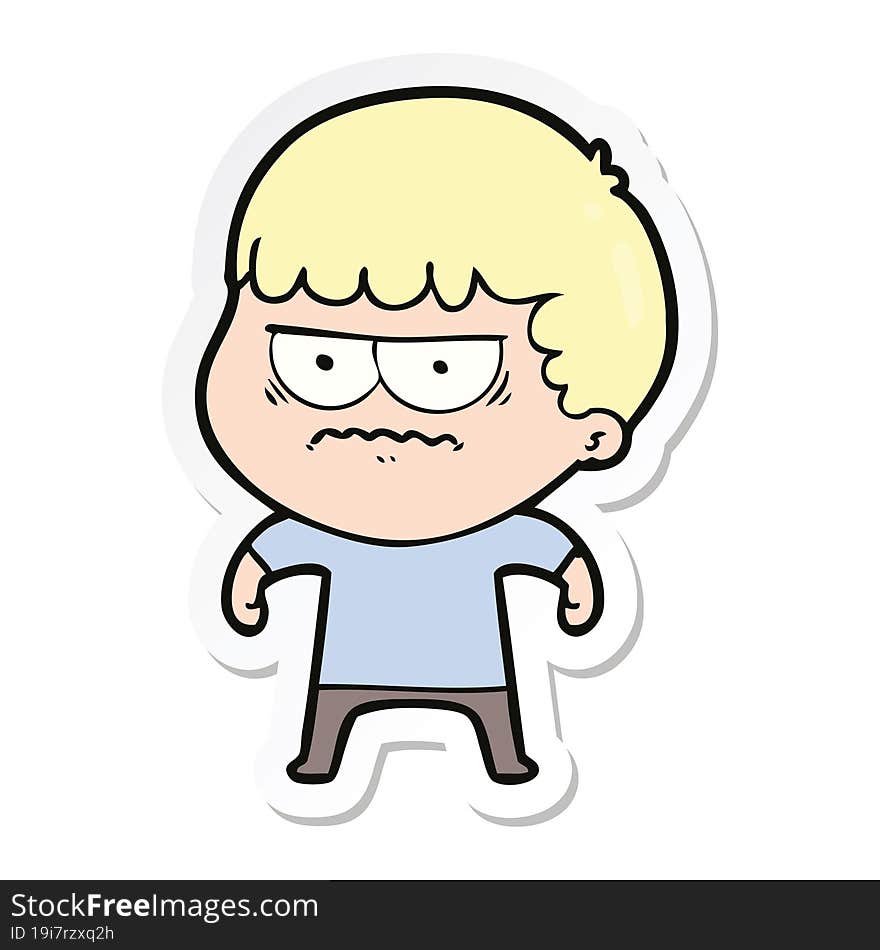 sticker of a cartoon annoyed man