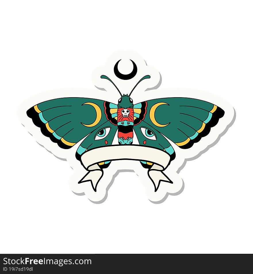 tattoo sticker with banner of a moth