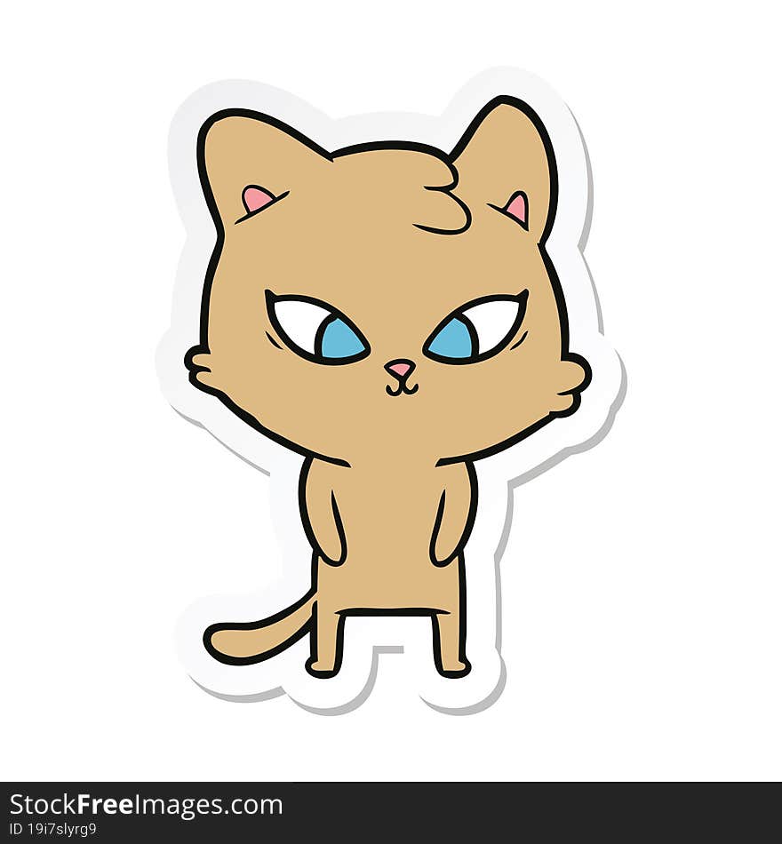 Sticker Of A Cute Cartoon Cat