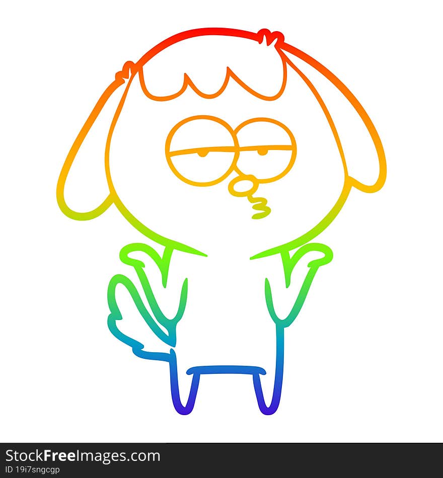 rainbow gradient line drawing cartoon bored dog