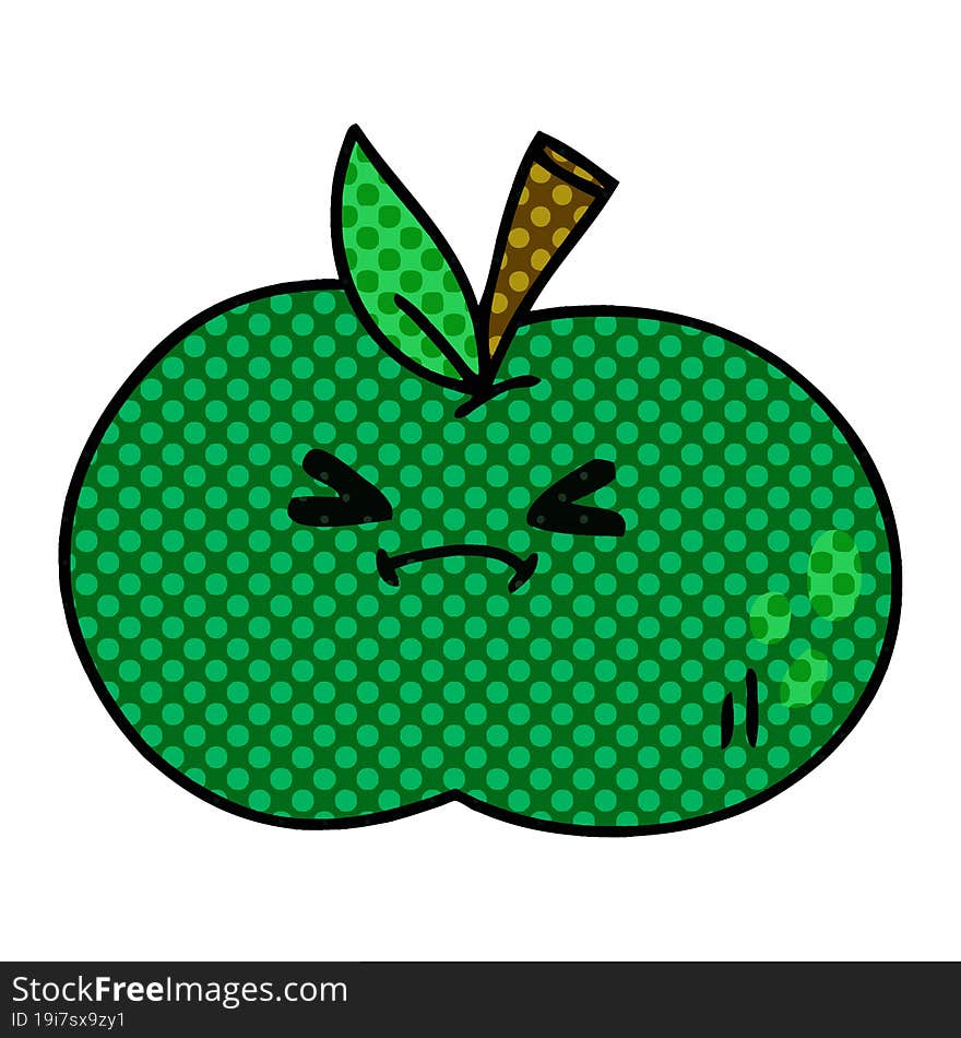 quirky comic book style cartoon apple