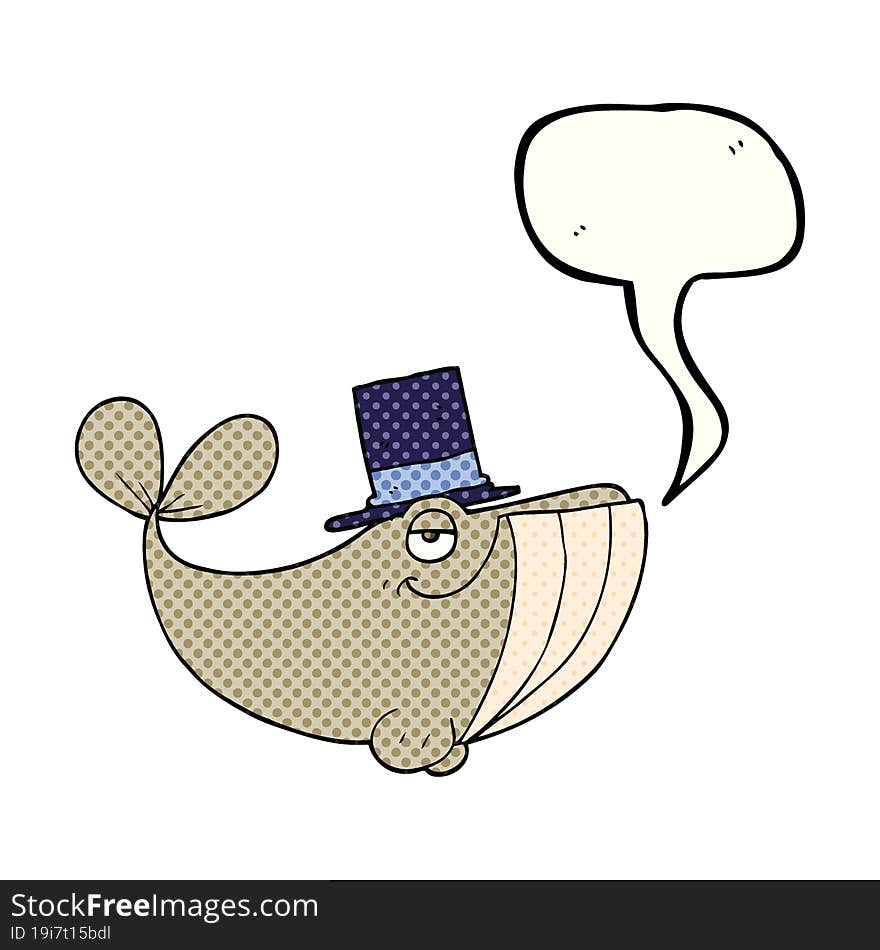 comic book speech bubble cartoon whale wearing top hat