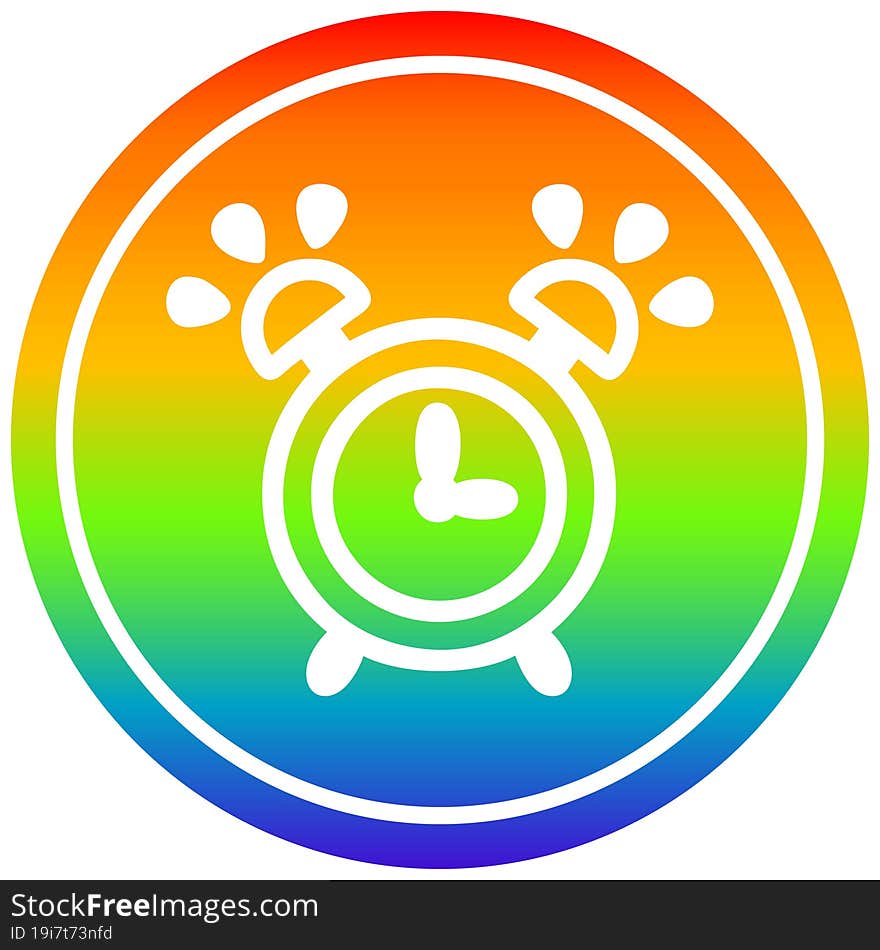 ringing alarm clock circular in rainbow spectrum