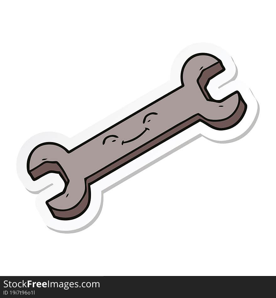 sticker of a cartoon spanner