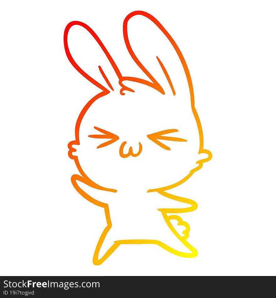 Warm Gradient Line Drawing Cute Cartoon Rabbit