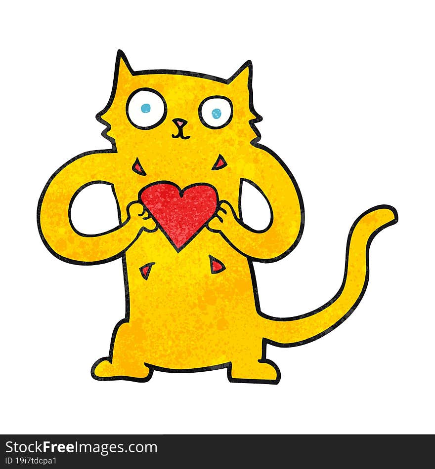 Textured Cartoon Cat With Love Heart