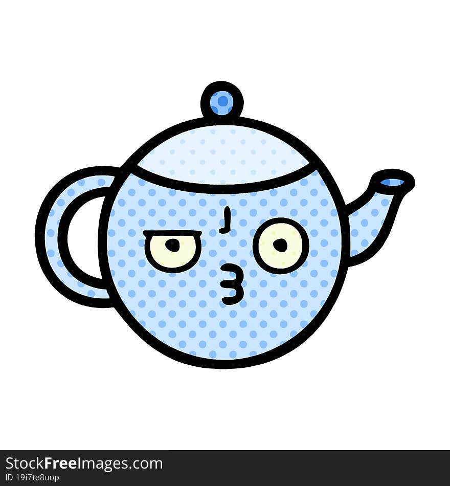 comic book style cartoon tea pot