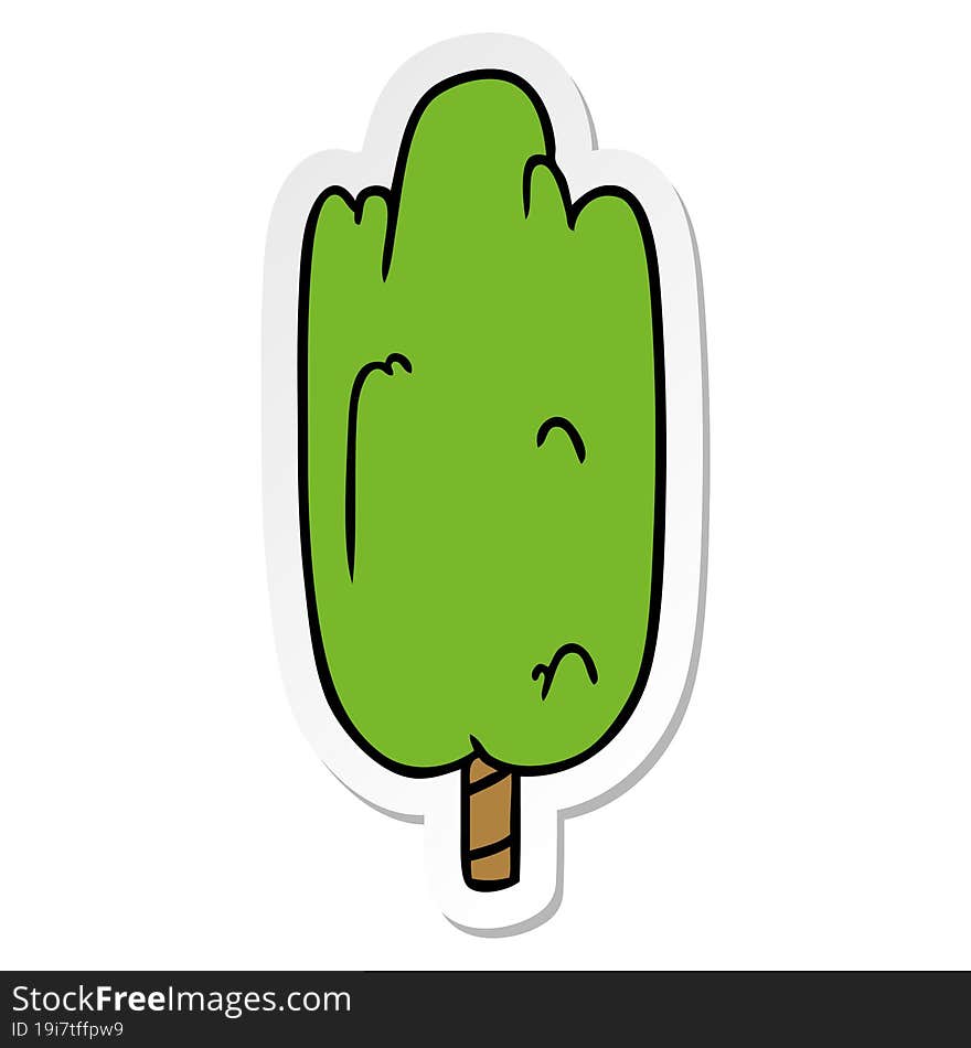 hand drawn sticker cartoon doodle single green tree