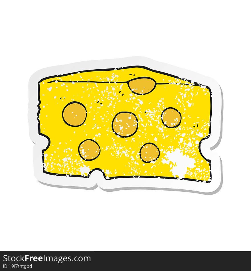 Retro Distressed Sticker Of A Cartoon Cheese