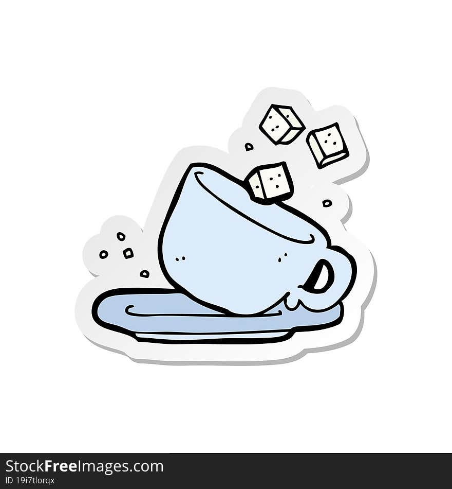 sticker of a cartoon sugarlumps and cup