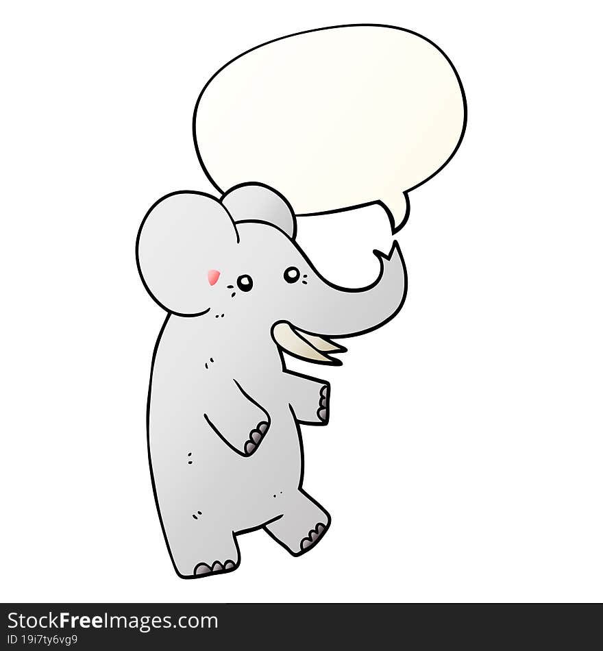 cartoon elephant and speech bubble in smooth gradient style