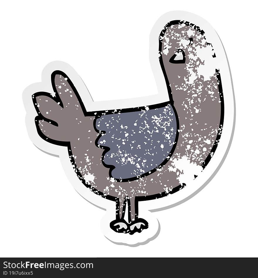 distressed sticker of a cartoon pigeon