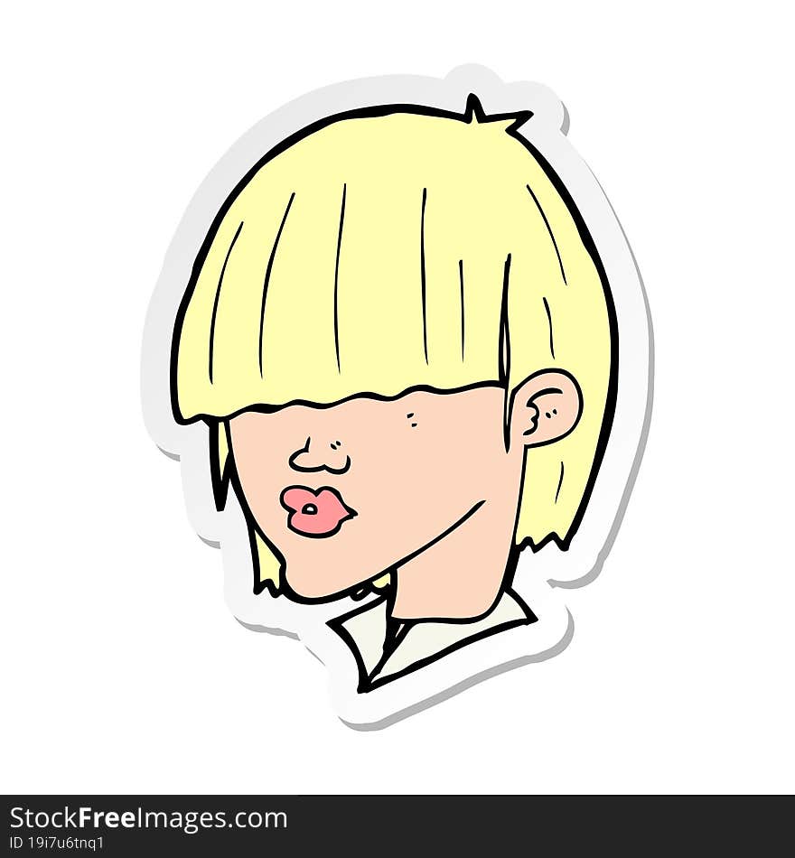 sticker of a cartoon fashion haircut