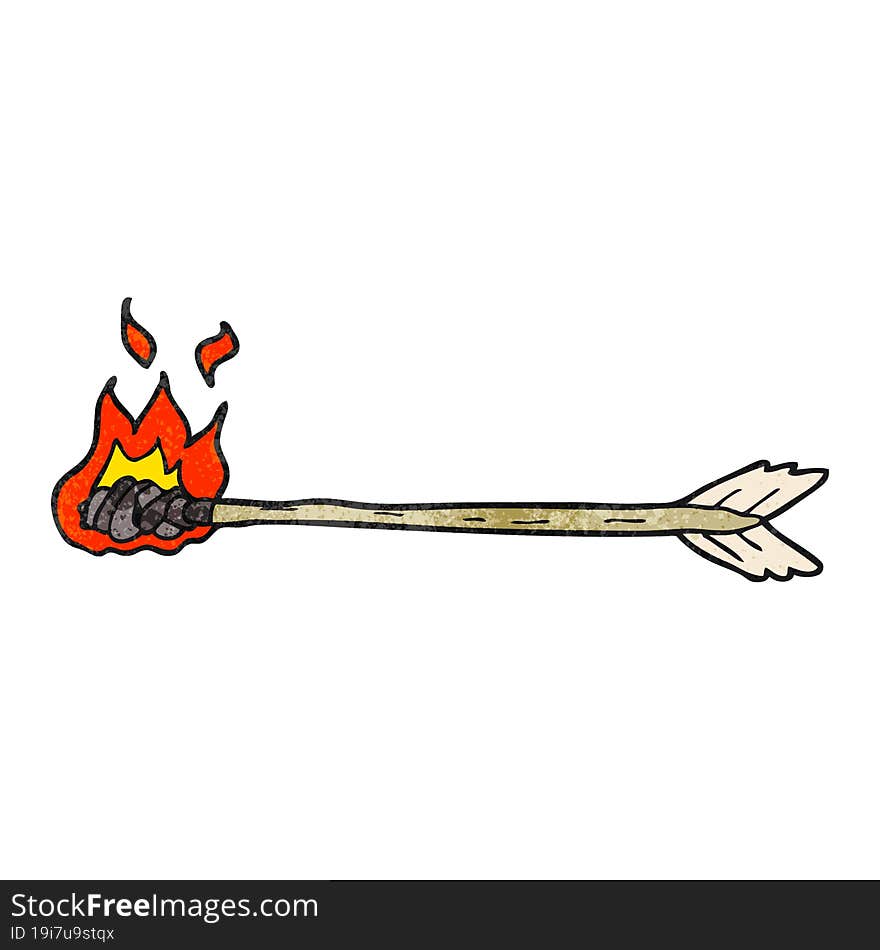 Textured Cartoon Flaming Arrow