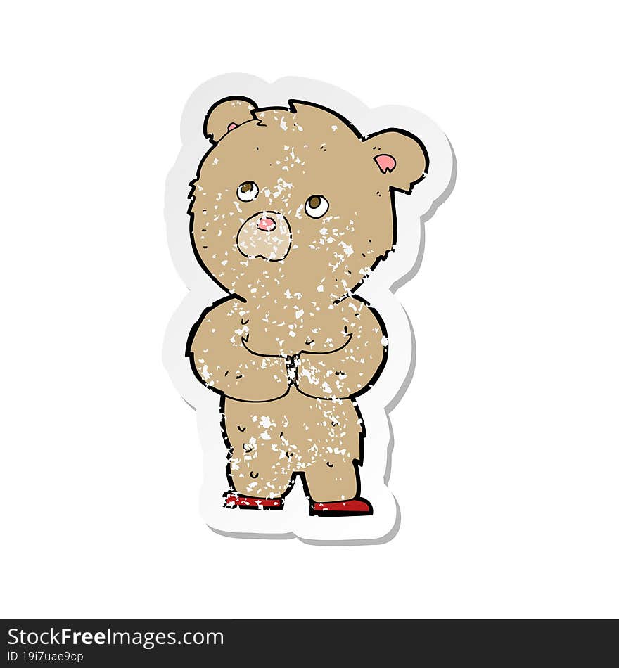 retro distressed sticker of a cartoon teddy bear