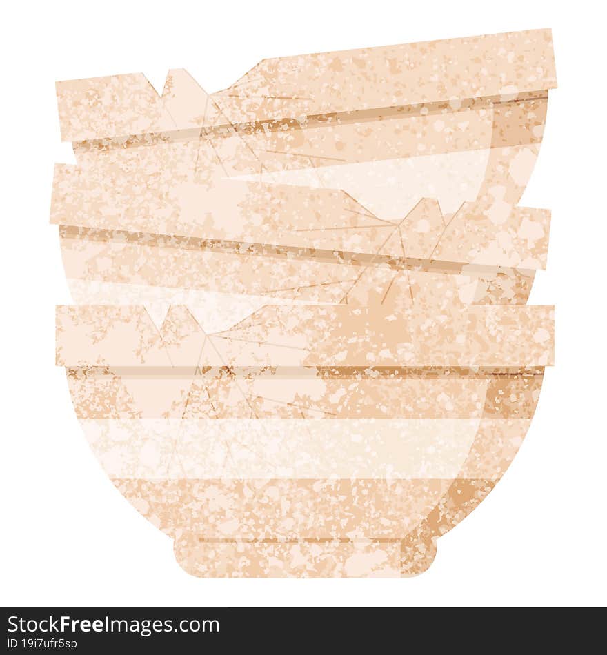 Stack Of Cracked Old Bowls Graphic Icon