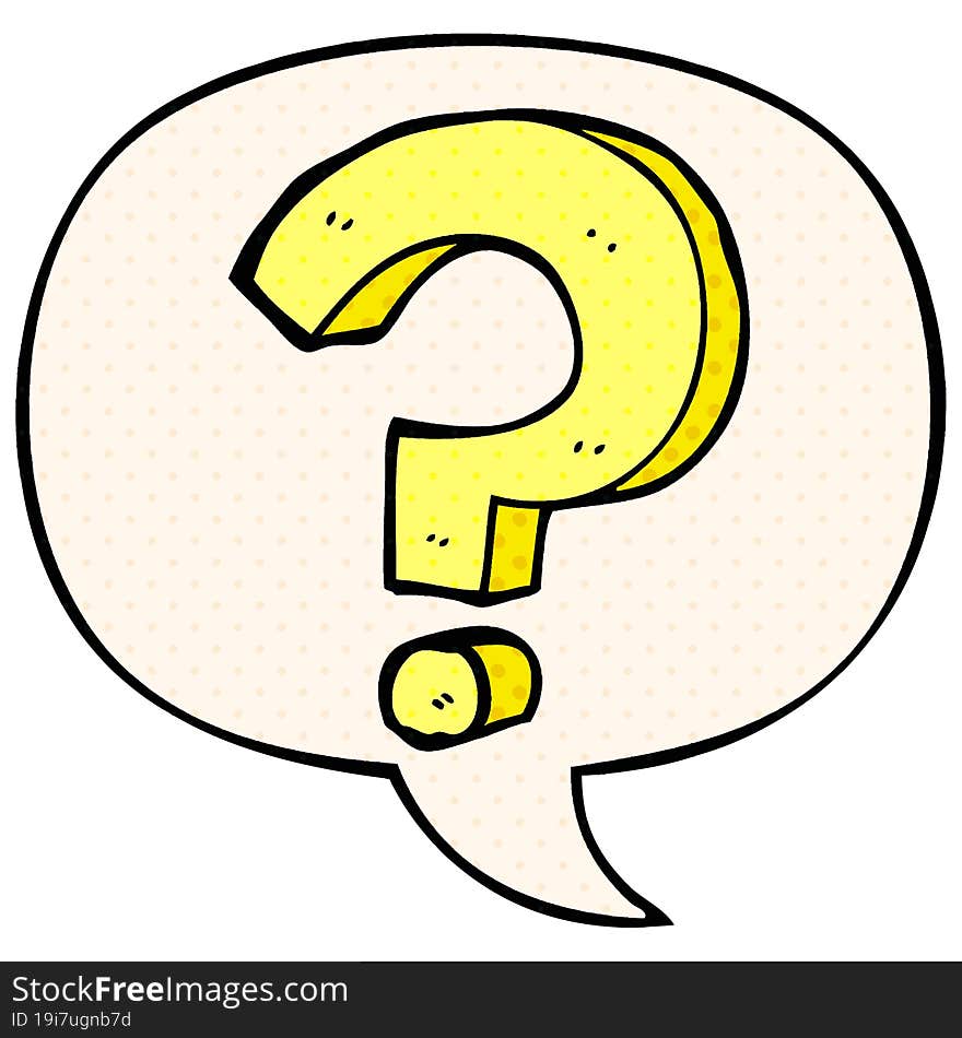 Cartoon Question Mark And Speech Bubble In Comic Book Style