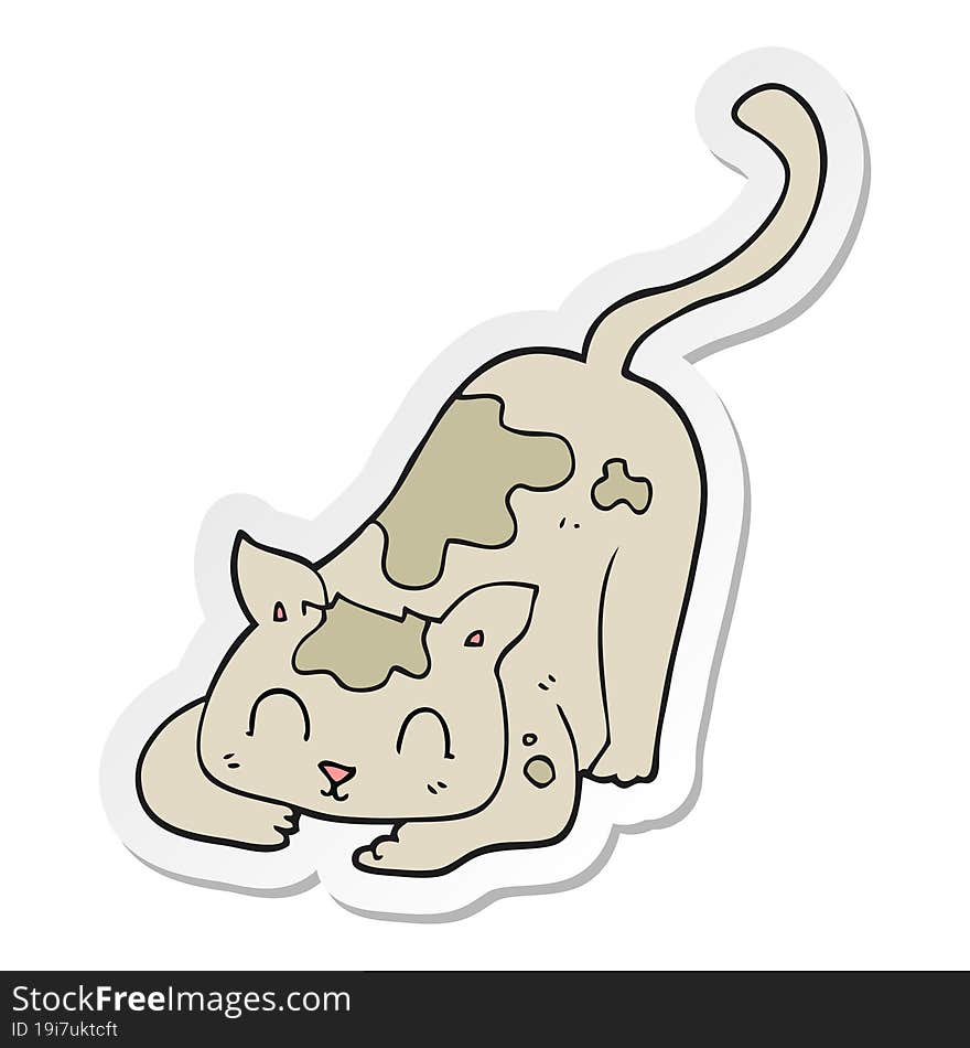 Sticker Of A Cartoon Cat Playing