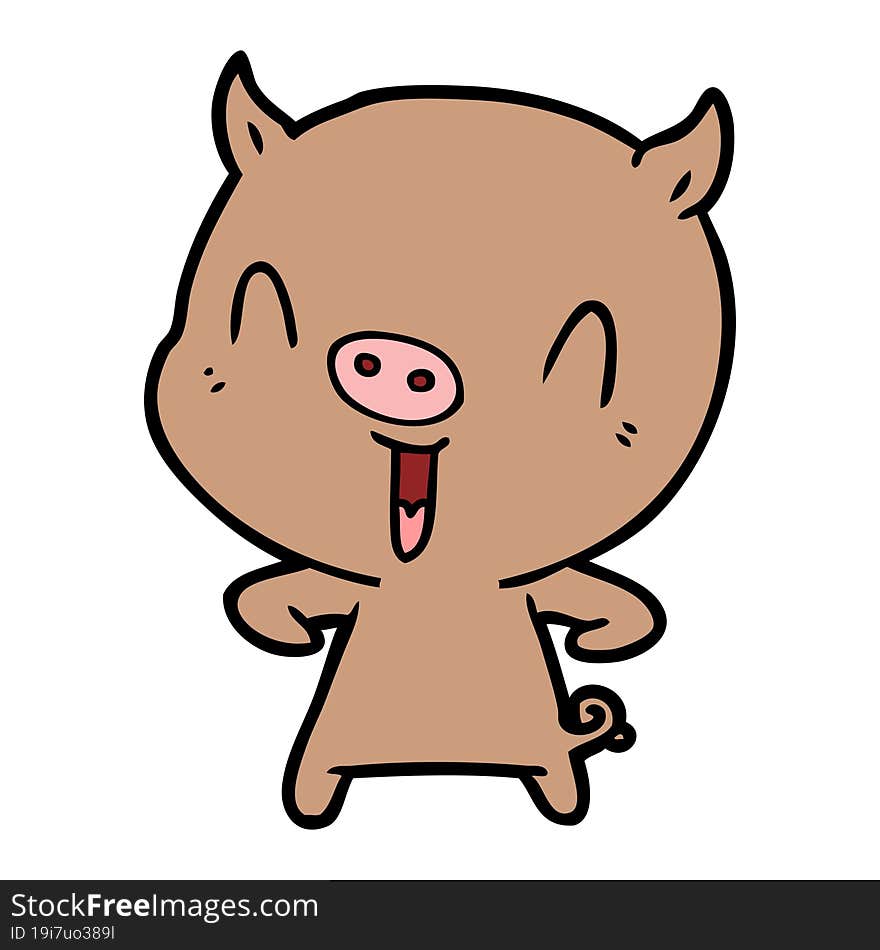 happy cartoon pig. happy cartoon pig