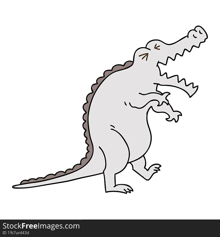 quirky hand drawn cartoon crocodile