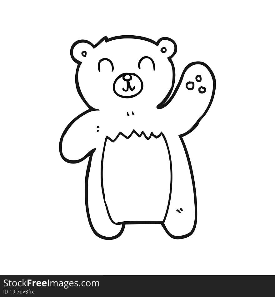 Black And White Cartoon Teddy Bear