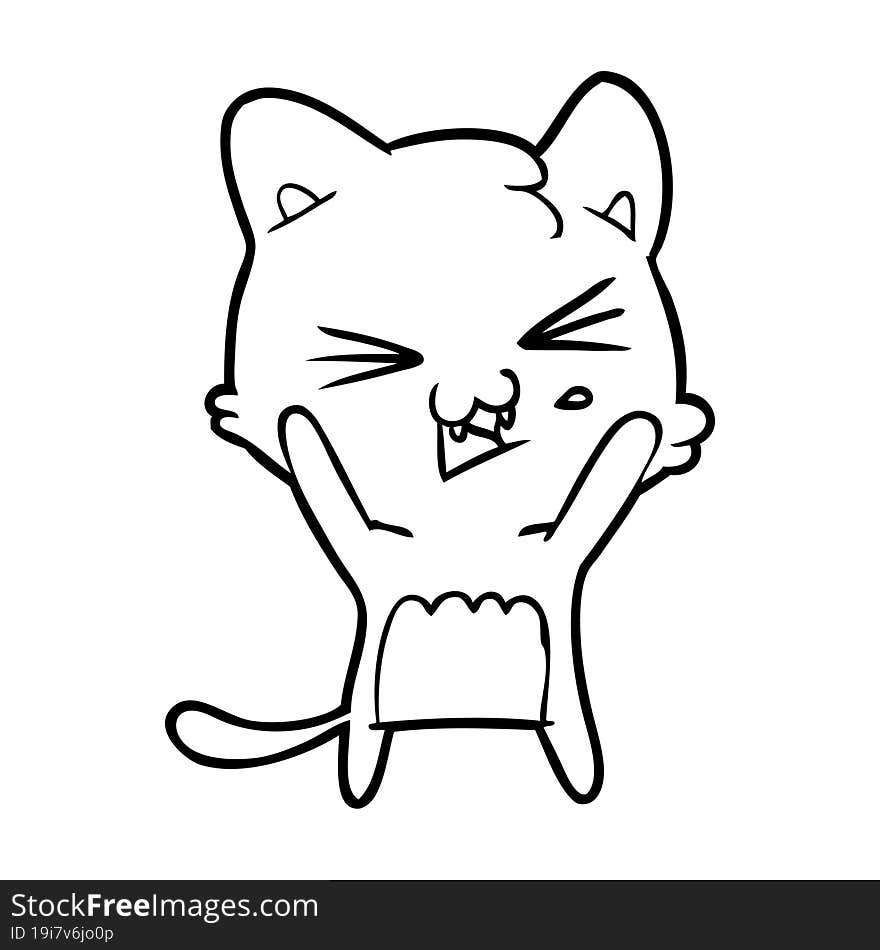 cartoon cat hissing. cartoon cat hissing