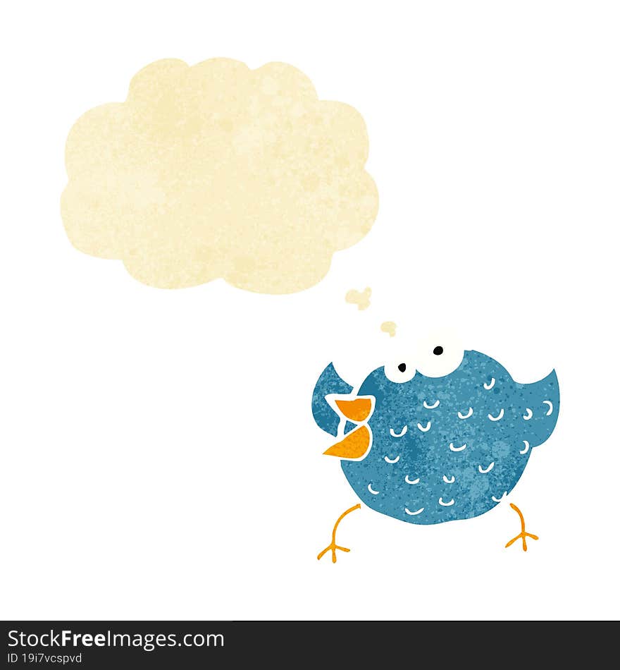 Cartoon Happy Bird With Thought Bubble