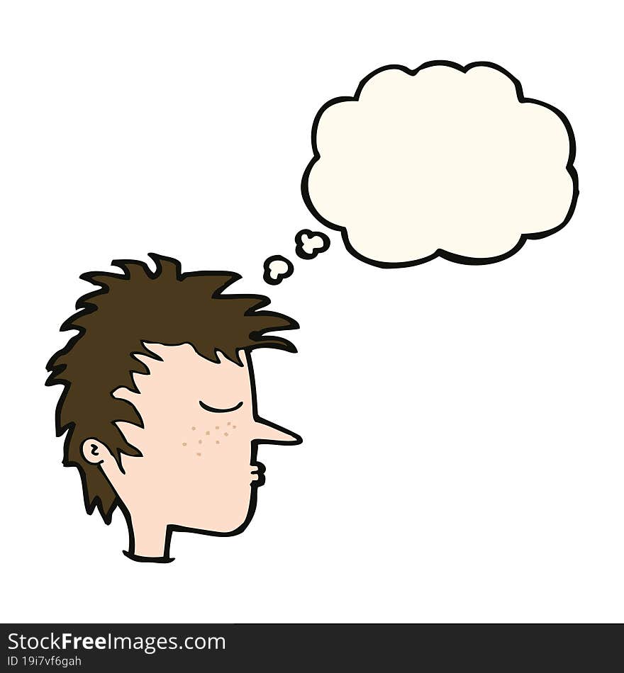 Cartoon Male Face With Thought Bubble