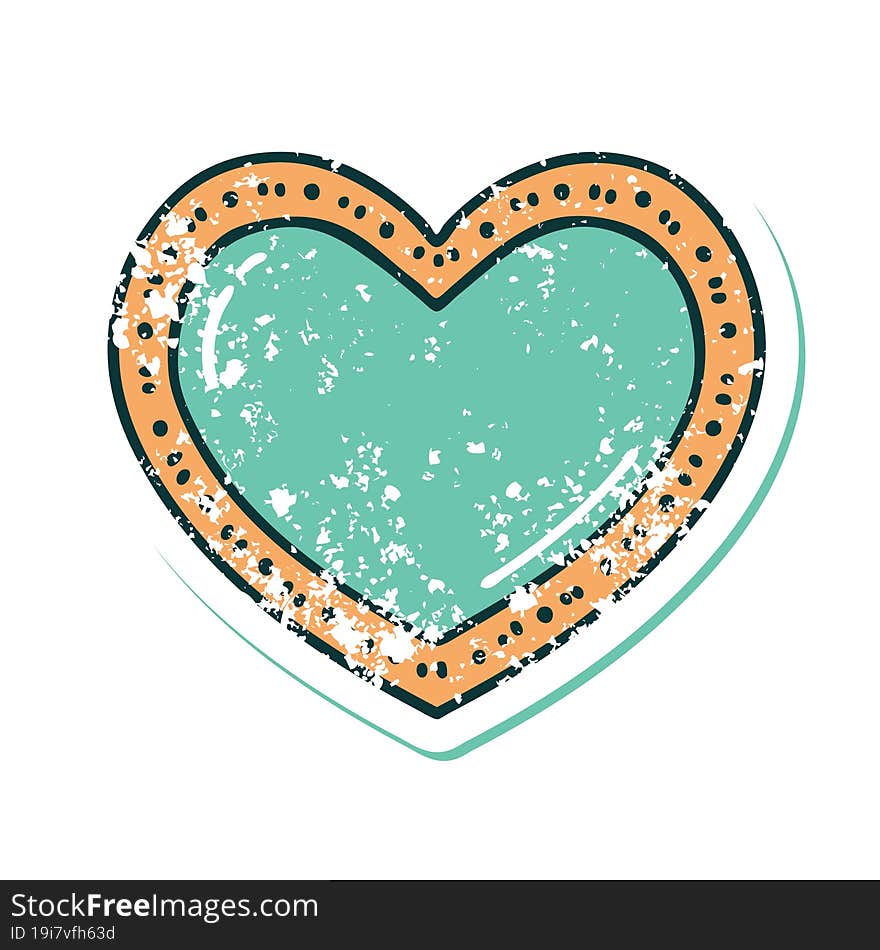 iconic distressed sticker tattoo style image of a heart. iconic distressed sticker tattoo style image of a heart