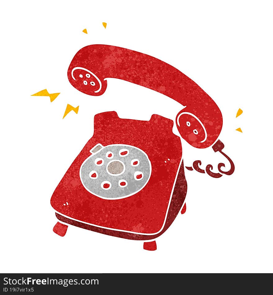 retro cartoon ringing telephone