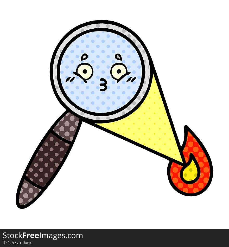 Comic Book Style Cartoon Magnifying Glass