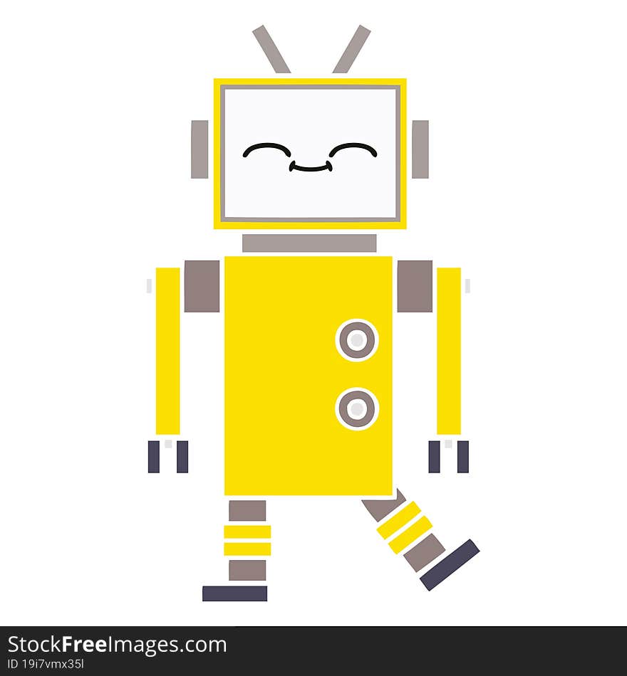 flat color retro cartoon of a robot