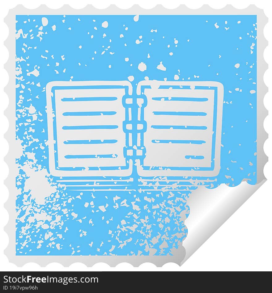 distressed square peeling sticker symbol of a note book