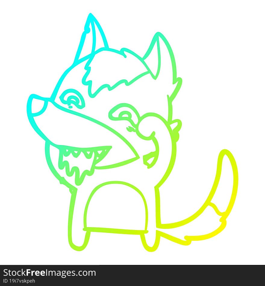 cold gradient line drawing cartoon hungry wolf