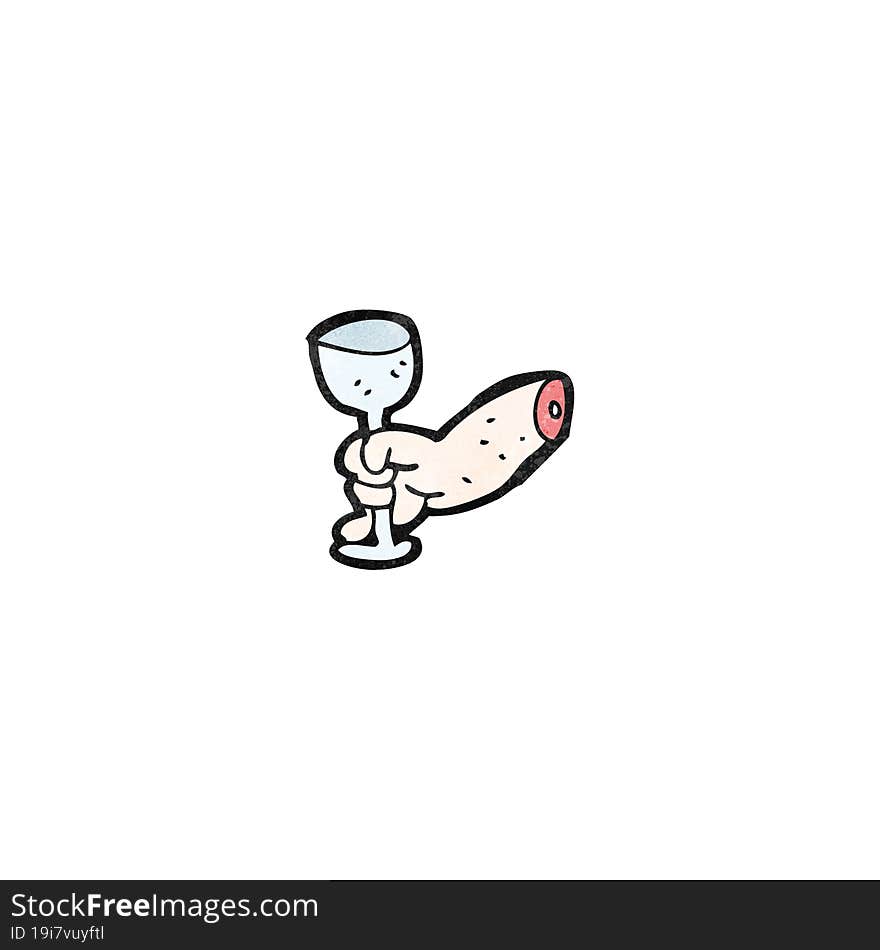 cartoon hand raising glass of wine