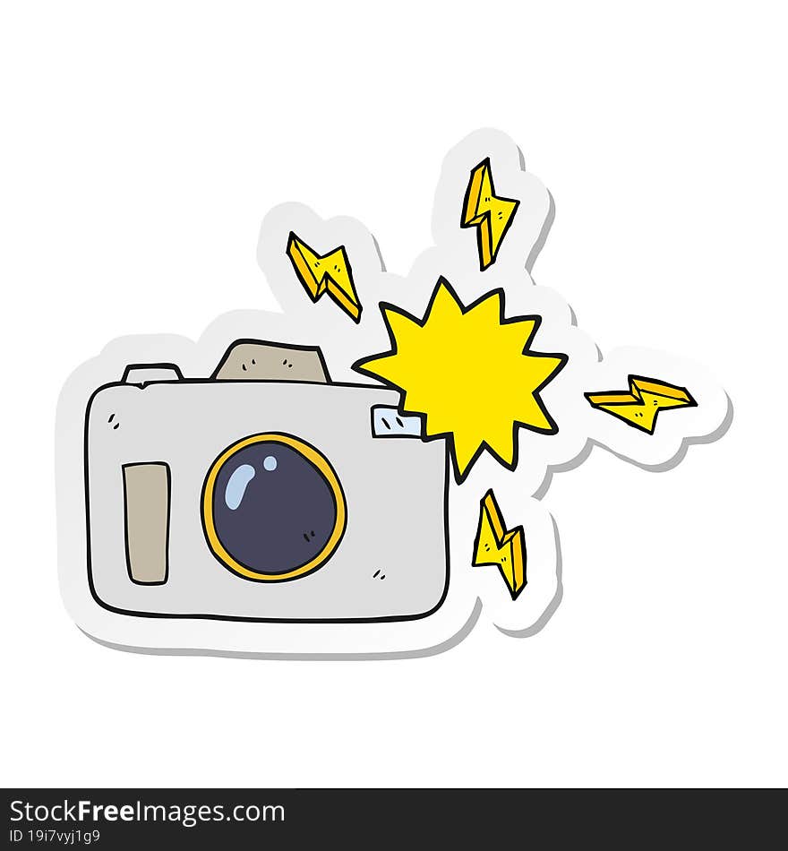 sticker of a cartoon flashing camera
