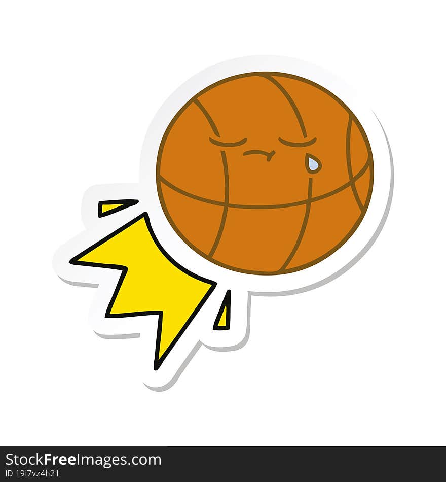 sticker of a cute cartoon basketball