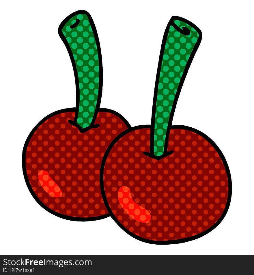 quirky comic book style cartoon cherries