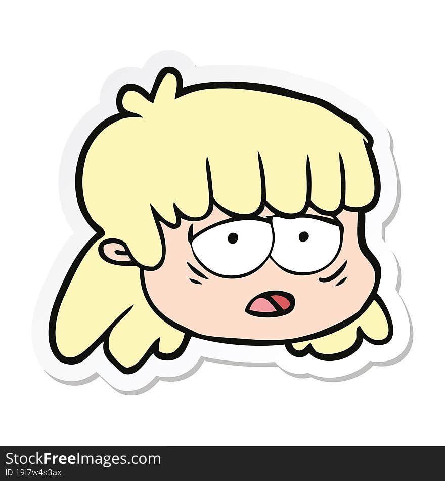 sticker of a cartoon female face