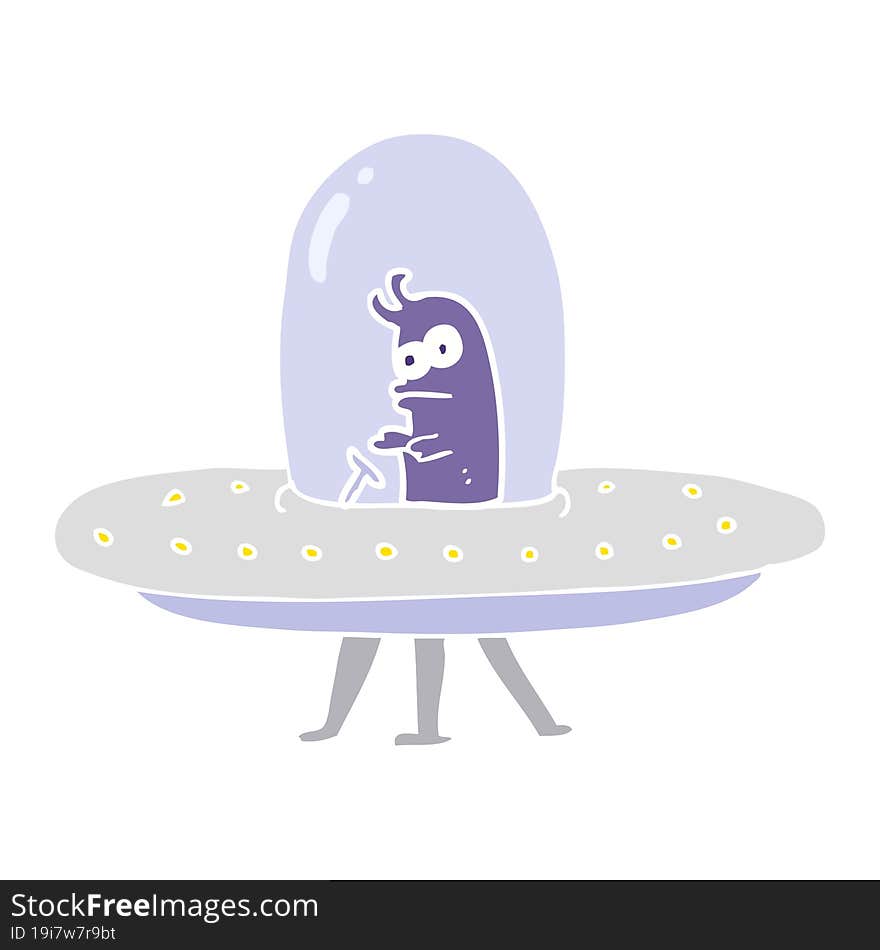 flat color illustration of a cartoon flying saucer