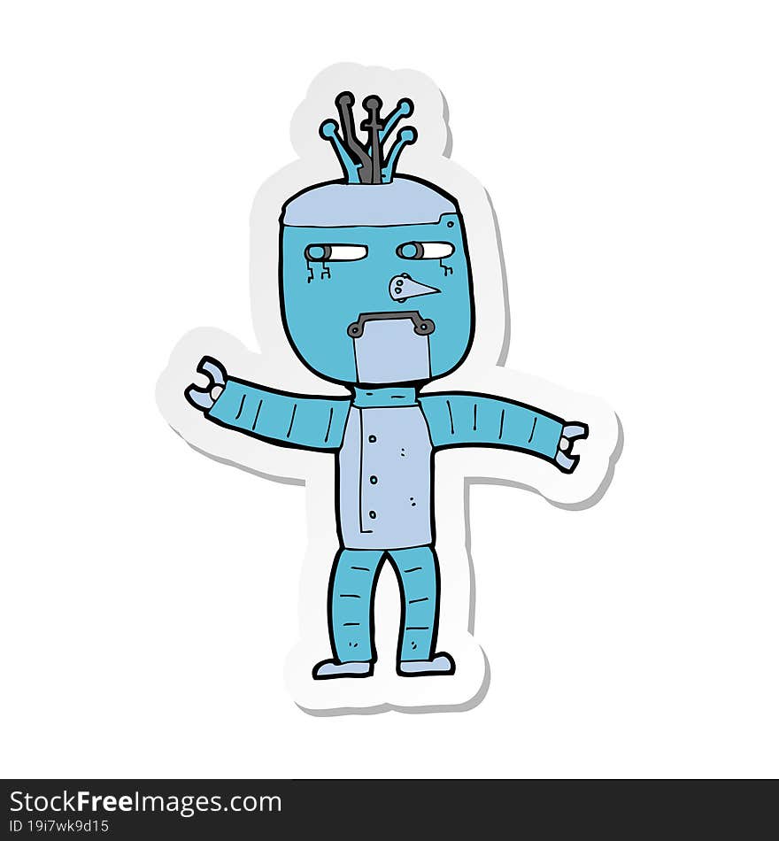 Sticker Of A Cartoon Robot