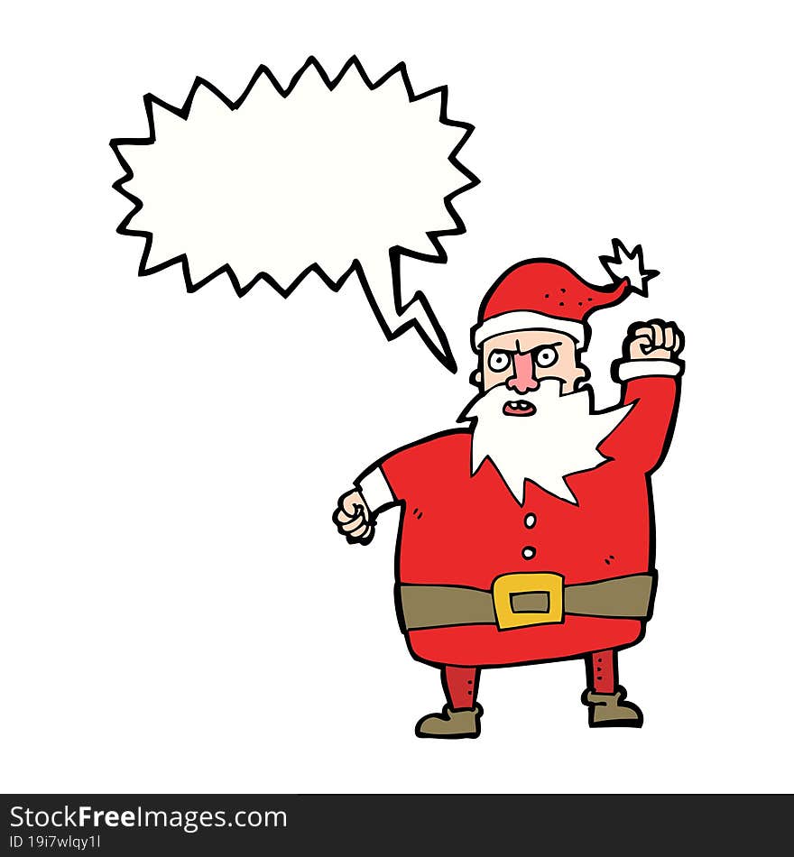 cartoon santa claus with speech bubble