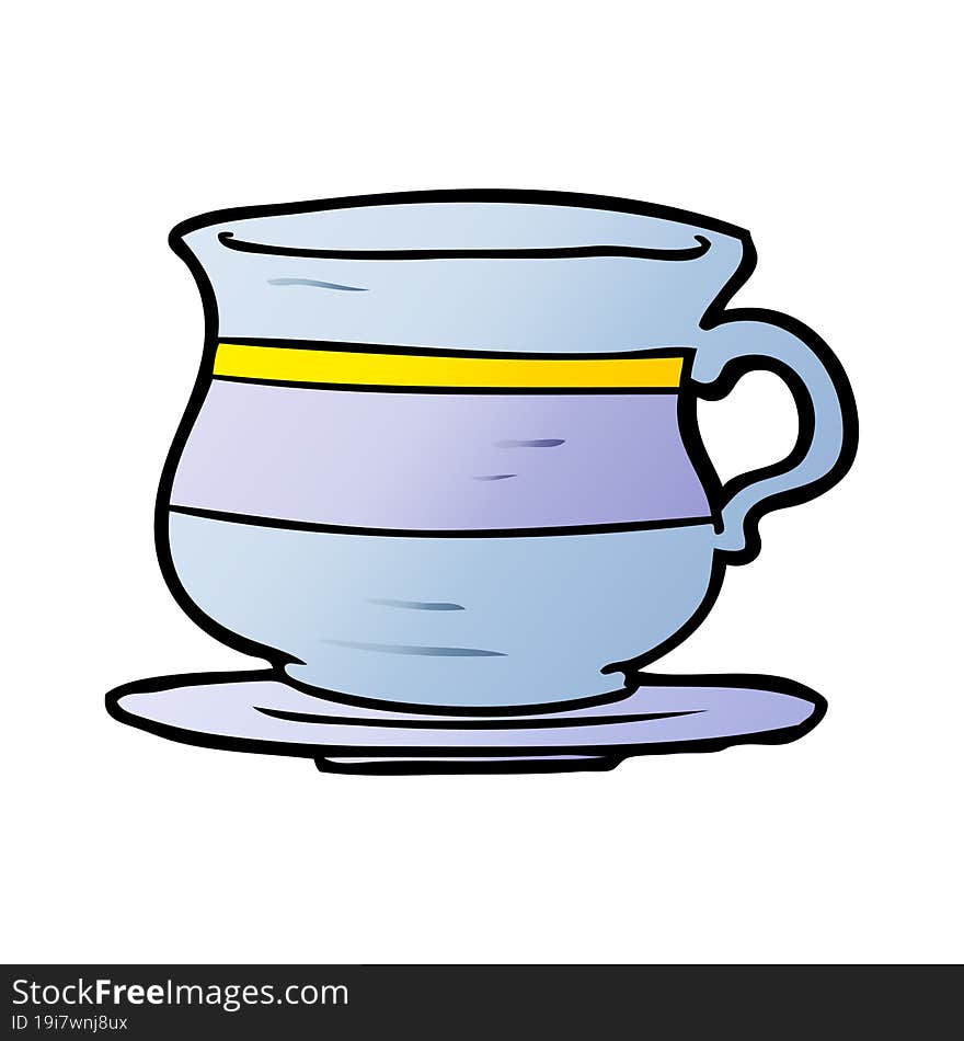 cartoon old tea cup. cartoon old tea cup