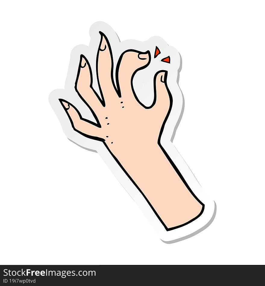 sticker of a cartoon hand symbol