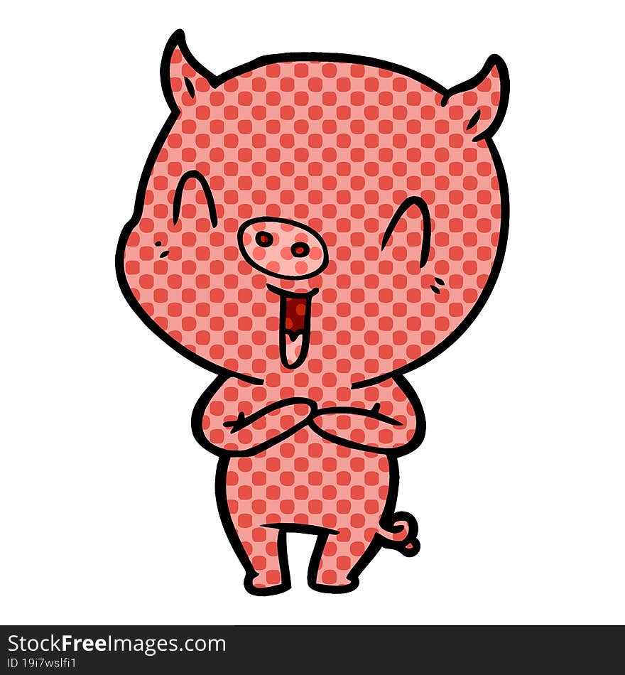 happy cartoon pig. happy cartoon pig