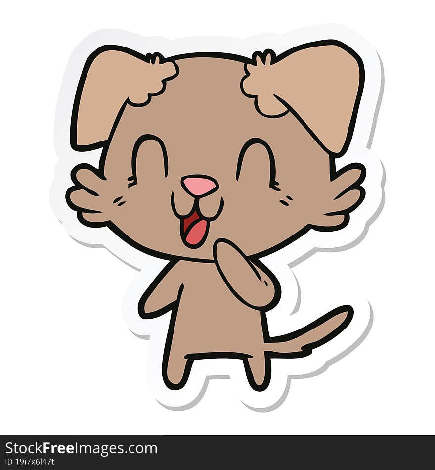 sticker of a laughing cartoon dog