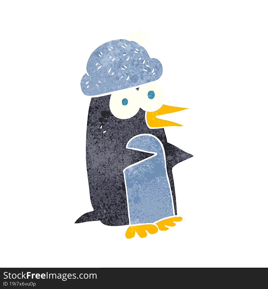 freehand retro cartoon penguin