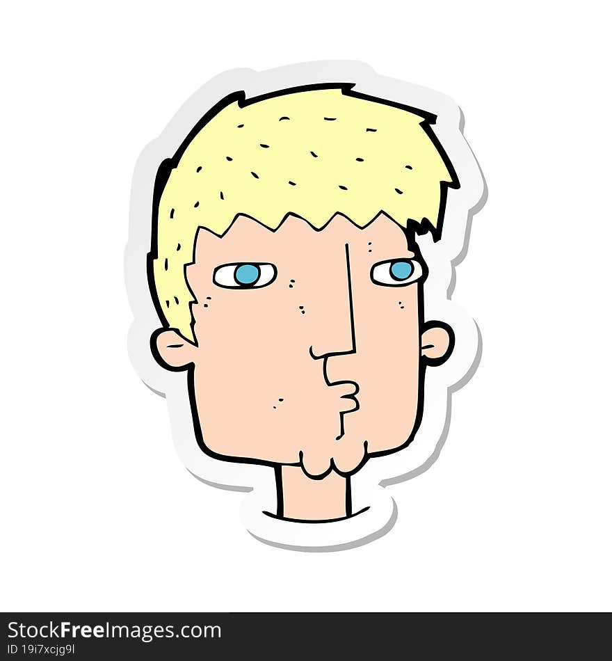 sticker of a cartoon curious man