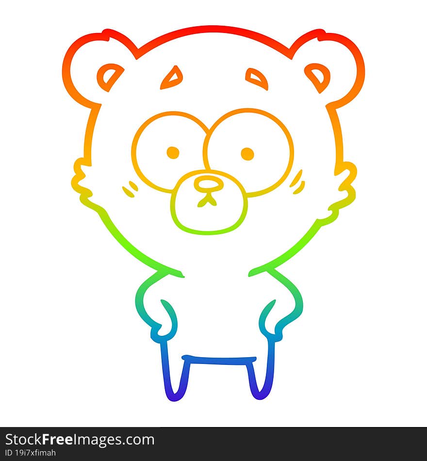 rainbow gradient line drawing surprised bear cartoon