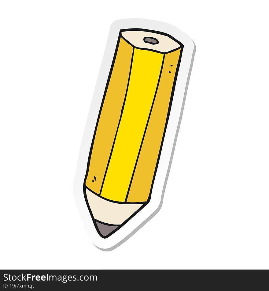 sticker of a cartoon pencil